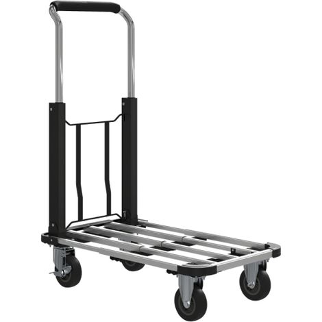 Faltbarer Handwagen, 150 kg Belastbarkeit, erweiterbare Fläche, höhenverstellbarer Griff, für Kisten, Metall, Schwarz
On-Site (1/5)