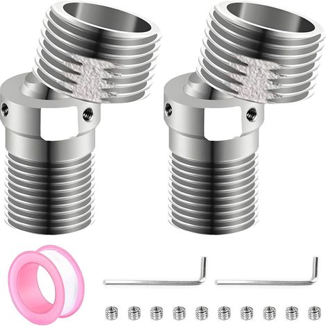 2 Pièces Adaptateur de Douche pour Robinet, Raccord En S à 360°, Acier Inoxydable, Fourni Avec Ruban D'éTanchéIté Et Clé Hexagonale, Raccord Excentré Mitigeur pour Salles de Bains Et Cuisines (1/5)