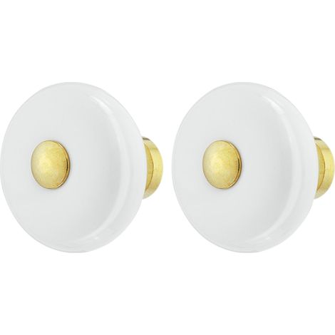 2x bouton de tiroir porcelaine céramique 32 mm insert laiton poli meuble vintage antique style porte poignée commode armoire maison avec vis (1/3)