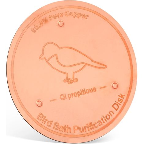 Disque en Cuivre pour Bain d'oiseaux, 10cm Disque Purification Bain d'oiseaux avec Support Triple Point Toutes Saisons Purificateur d'eau pour Abreuvoirs et Bols d'Extérieur (1/5)