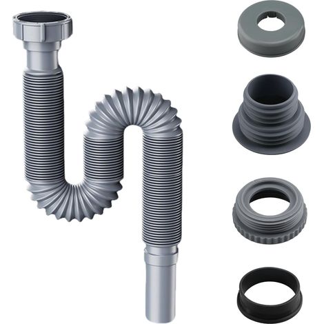 Siphon Lavabo Flexible Tuyau d'évacuation Flexible Anti-Odeurs (1/5)