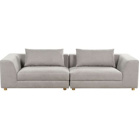 Divano imbottito 3 posti Comodo accogliente Cuscino Braccioli Soggiorno Moderno Grigio Chiaro Lermon