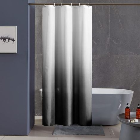Noir Dégradé Rideau de Douche Anti Moisissure Tissu Lavable en Machine Petit Rideaux Douche pour Camping Car Cabine de Douche Imperméable en Polyest (1/5)