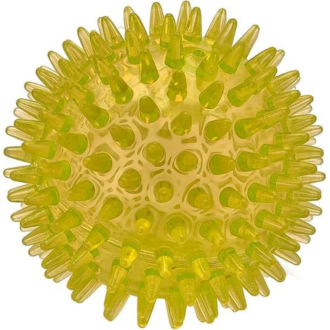 Cutie's PetBox Squeaky Rubber Spike Toy Ball for Medium, Large Dogs (3.5 Inch, Yellow) (1/5)