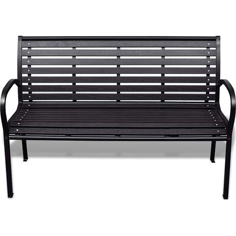 Banc de jardin Banc extérieur Banquette de jardin 125 cm acier et WPC noir (1/5)