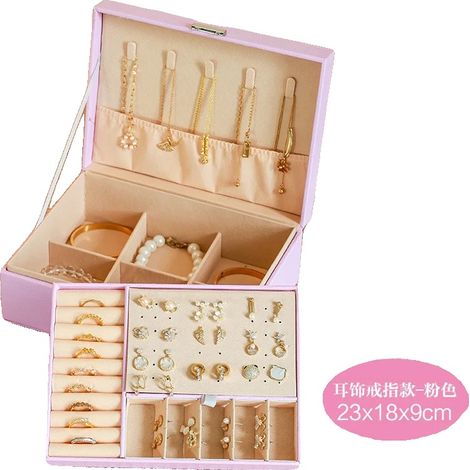 Caja para guardar joyas, elegante forma redonda, materiales duraderos, color rosa sencillo1 (1/2)