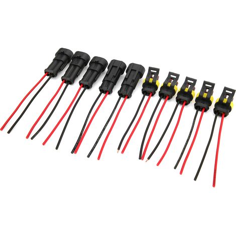 Satz mit 5 wasserdichten Kfz-Elektrosteckverbindern (1/2/3-polig) mit Kabel (2P) (1/5)