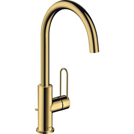 Mitigeur monocommande pour lavabo AXOR UNO 240, poignée en boucle, finition or poli (1/2)