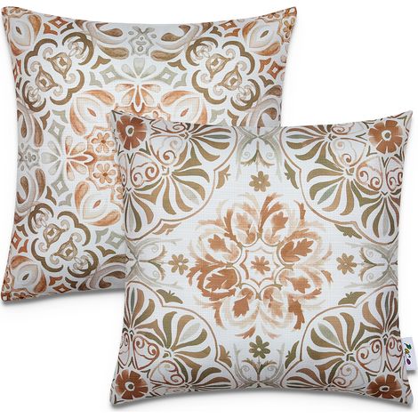 Paco Home Juego 2 Fundas Cojín 45x45 Decorativo Rayas Interior Exterior Decoración Beige 2, 2pcs-Set