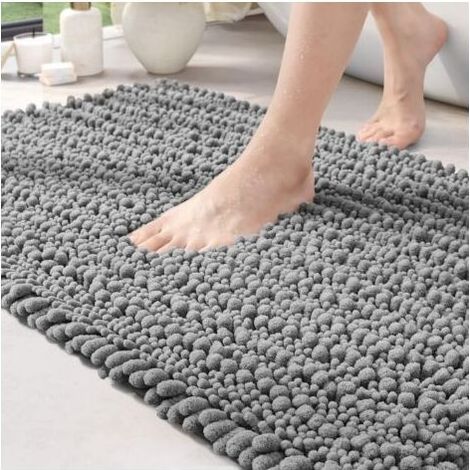 Tapis de bain 40 x 60 cm, tapis de bain antidérapant, tapis épais, doux et absorbant pour sol de douche, tapis de bain lavable en machine, gris (1/5)