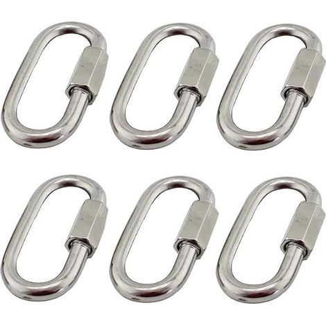 Lot de 6 M5/0.2" Maillon Rapide en Acier Inoxydable 304, Mousqueton INOX à Vis Ovale en Forme de D Très Résistants pour Extérieur/Intérieur,Camping et Randonnée (1/5)