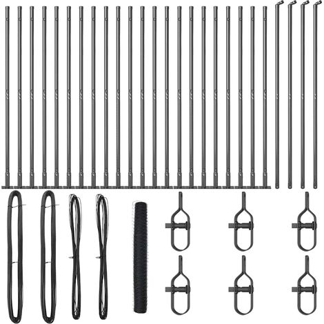 Grillage rouleau,Clôture Hexagonale Grise 1,2x50 m en Acier, Poteaux de Clôture avec Plaques de Base 13 pcs Ø32mm 68,5cm Acier Galvanisé CFW2160331 (1/5)