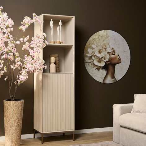 Colonne salon bois sable 1 porte rainurée CORTINA