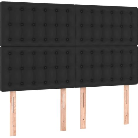 Testiera per dormire accessorio per camera da letto imbottita in 4 parti 72 x 5 x 78/88 cm nero sintetico TDL0205973