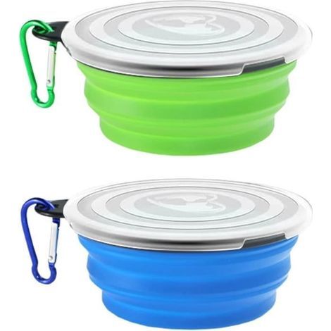 2 Portable Folding Pet Bowls for Travel, Food and Water Dishes for Dogs and Cats