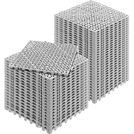 VEVOR Modular Interlocking Cushion, 50 Pack 30 x 30 cm Splicing Drainage Mats, Soft PVC Interlocking Drainage Floor Tiles, Non-Slip Drainage Holes for Restroom, Bathroom, Kitchen, Pool, Wet Area, Gray (1/5)