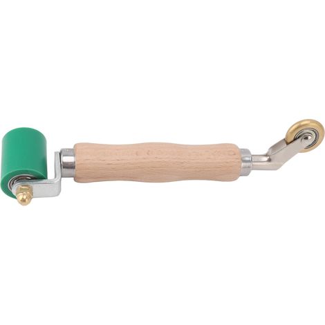 Rouleau à joints en silicone 40 mm, double usage, avec roue en laiton et manche en bois, pour papier peint, PVC et TPO, vert