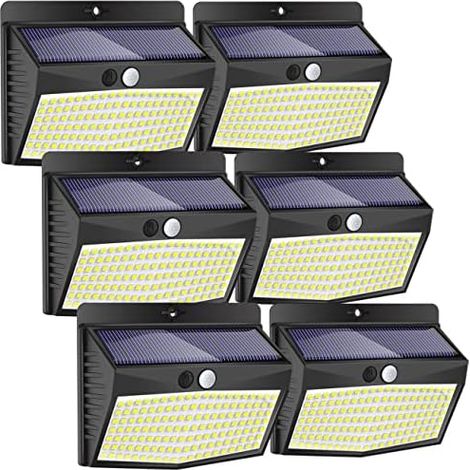 [Lot de 6]Lampe Solaire Exterieur,Peasur 138LED Lumiere Solaire Exterieur avec Detecteur de Mouvement Étanche 3 Modes Eclairage Exterieur Solaire Spot Led Sans Fil pour Jardin,Terrasse,Garage