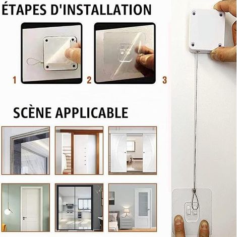 Ferme-Porte Automatique Sans Poinçon, Ferme-Porte à Capteur Automatique, Blanc, Acier Inoxydable, Pour Plupart des Portes, Portes en Bois et en Métal (1/2)