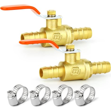 2 pièces 1/4 "BSP femelle à robinet tournant sphérique en laiton avec 4 1/4" connecteurs mâle mâle, adapté pour la connexion de raccords tuyauterie - 12MM (2 WAY) (1/5)
