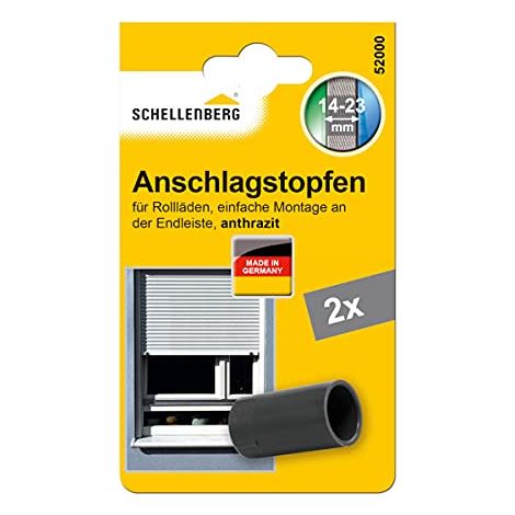 Schellenberg 52000 Tappi d'arresto per tapparelle avvolgibili, blocca tapparelle 20 x 40 mm, 2 pezzi - confezione doppia, antracite (1/4)