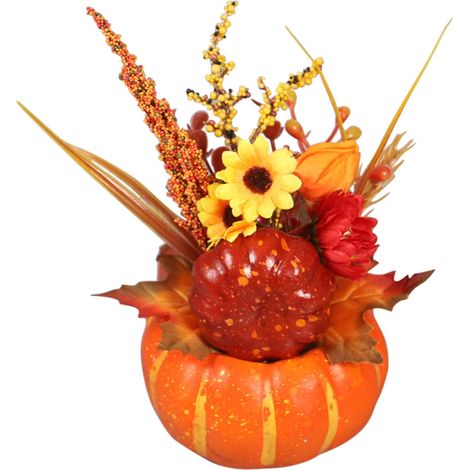 Potiron Décoratif - Cache-pot Pour Plantes - Décoration Automnale Et Halloween - 12 x 20 cm - Multicolore - 1 Pièce (1/2)