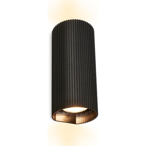 Applique murale, max. 9 W, douille GU10, noir, Ø85x200mm (1/5)