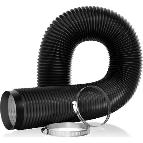 Renforcé Conduit d'air Flexible Tuyau de Ventilation 100mm x 5m en Feuille d'aluminium et PVC pour Chauffage et Climatisation, Seche Linge, Ventilateur Extracteur Air, Noir (Ø100mm, 5M) (1/5)