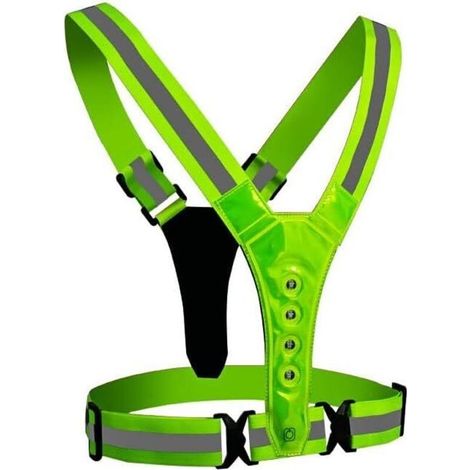 USB Rechargeable LED Safety Running Vest with Safety Indicator and Belt, Running Vest with 3 Modes, Green (1/4)