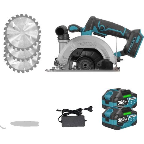 Scie circulaire, vitesse de 8000 RPM, angle de coupe réglable, 2Batterie (1/2)