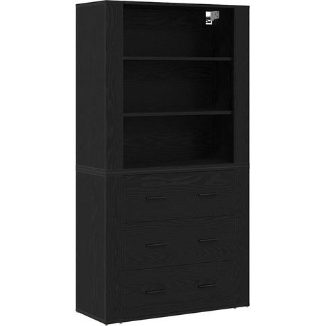 Maison Exclusive - Credenza Rovere Nero 80 x 33 x 150 cm Legno multistrato
