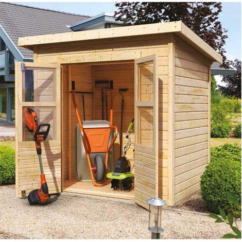 Abri Jardin Bois Brut 3.3m² Merseburg 3 Karibu Double Porte (1/5)