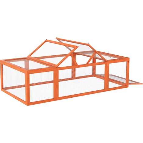 Clapier lapin extérieur cage cochon d'Inde toit ouvrable portes verrouillables 180 x 90 x 48 cm jaune