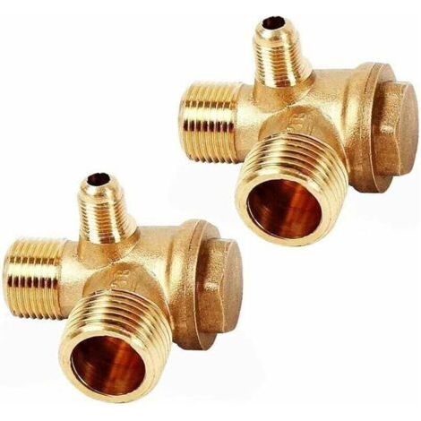 [JAMAIS UTILISÉ]2 Pcs Clapet Anti Retour Compresseur, 3 Ports Compresseur D'air Clapet Anti Retour 20×16×10mm pour Raccords de Connexion de Compresseur D'air (1/4)