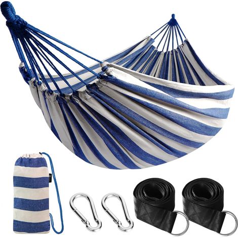 Outdoor-Camping-Hängematte, tragbar, aus Canvas, leicht, mit baumfreundlichen Gurten, Tragetasche, perfekt für Garten, Balkon, Terrasse, Strand und Wandern