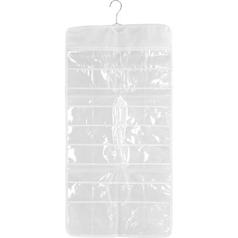 Pochette de rangement suspendue double face pour bijoux, accrochée à la porte, organiseur mural à 24 poches, idéal pour chambre ou dressing.