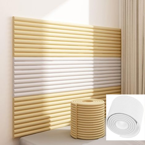 Due rotoli di tappetini adesivi a prova di bambino per le pareti, testiera autoadesiva, forte adesione, per le camerette (giallo + bianco, 20040 cm)