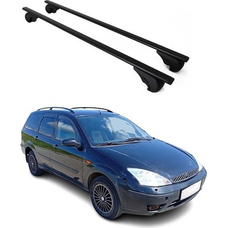 OMAC Barres de toit pour Ford Focus I Break 1998-2005 – TÜV / DIN 75302:2019 – Antivol inclus – Charge max 75 kg – 2 barres Noir (1/4)
