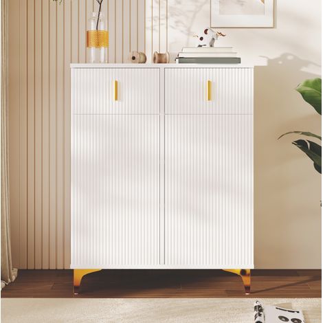 Aparador almacenamiento con cajones y puertas blanco OKMYHOME