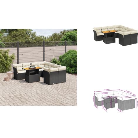 Salon de jardin 9 pcs avec coussins noir résine tressée - Ensemble Salon De Jardin - Meuble De Jardin - Salon Extérieur - Résine Tressée - Rotin Synthétique (1/3)