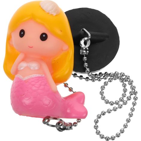 Bouchon de vidange baignoire Mermaid facile à retirer , résistant l'usure , avec chaînette et caoutc (1/5)