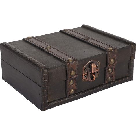 Schmuckkästchen aus Holz, Vintage-Schmuckaufbewahrung mit Schloss und Metallbeschlägen, übersichtliche Aufbewahrung für Ohrringe, Armbänder und Souvenirs, für Damen, Büro (1/5)