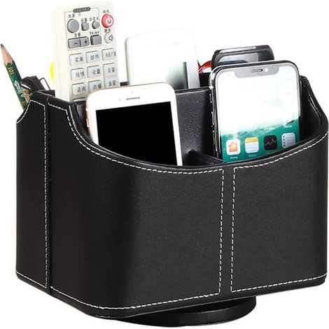 Support de télécommande en cuir, support/boîte de télécommande de télévision de bureau rotatif à 360 degrés, organisateur de table