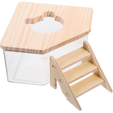 Bac à litière pour hamster, grand bac à sable transparent à double usage pour hamsters, gerbilles, petits animaux (1/5)