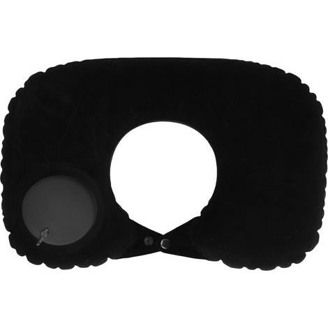 Coussin Gonflable en U à Gonflage Automatique pour Avion Voiture Bureau Train Maison Noir (1/5)