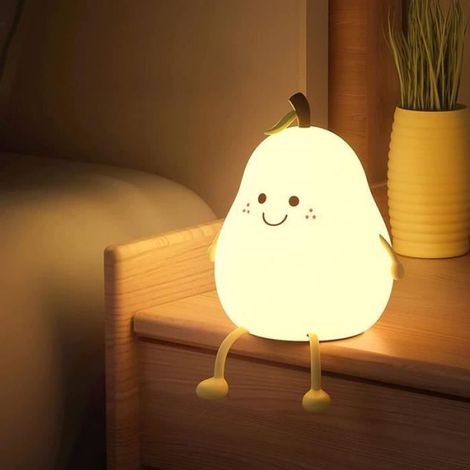 Veilleuse En Silicone Forme De Poire - 3 Niveaux De Luminosité - Minuterie 30/60 Min - Rechargeable Usb - Pour Chambre D Enfant (1/4)