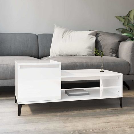 vidaXL Coffee Table High Gloss White 100x50x45 cm Engineered Wood (1/5)