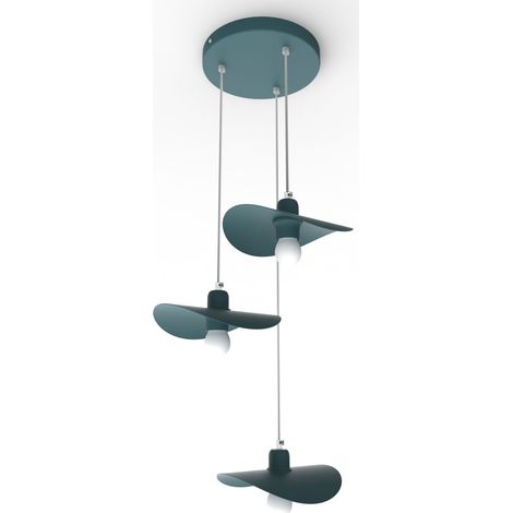 LUMICOM PIUMA Sospensione cascata, 3X E27, max 42W, metallo, blu, D.25cm (1/2)