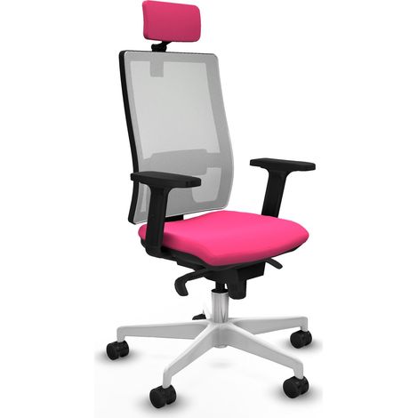 Horna sincro malla blanca similpiel rosa brazos 2D base blanca cabecero 2D ruedas 65mm nailon (1/5)