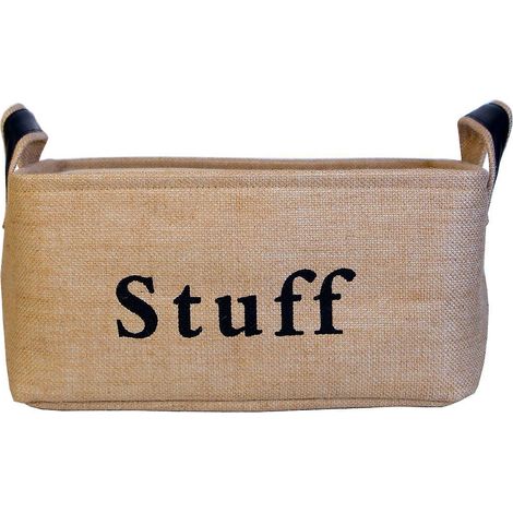 Grand panier à linge épais, panier de rangement pour jouets en jute naturel à glisser sous le lit, avec lettre (1/5)